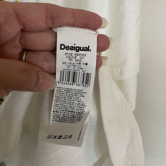 DESIGUAL Chelsea Long Printed Boho Tiered 100 % Cotton Tank Maxi Dress SZ M - Picture 3 of 9